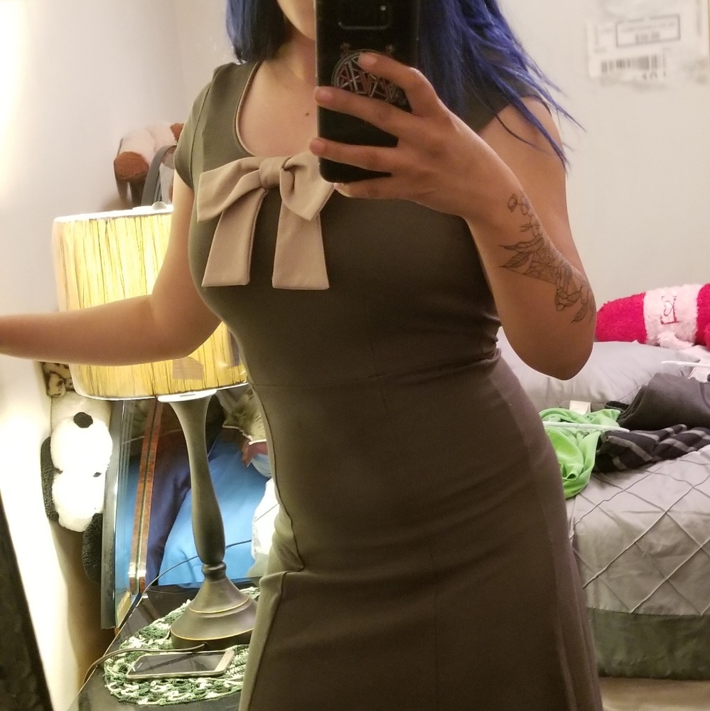 olive 50s vintage wiggle dress long